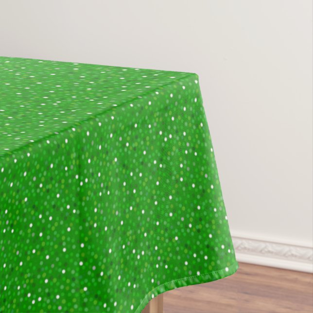 Festive Glittering Green Confetti Pattern Tablecloth (In Situ)