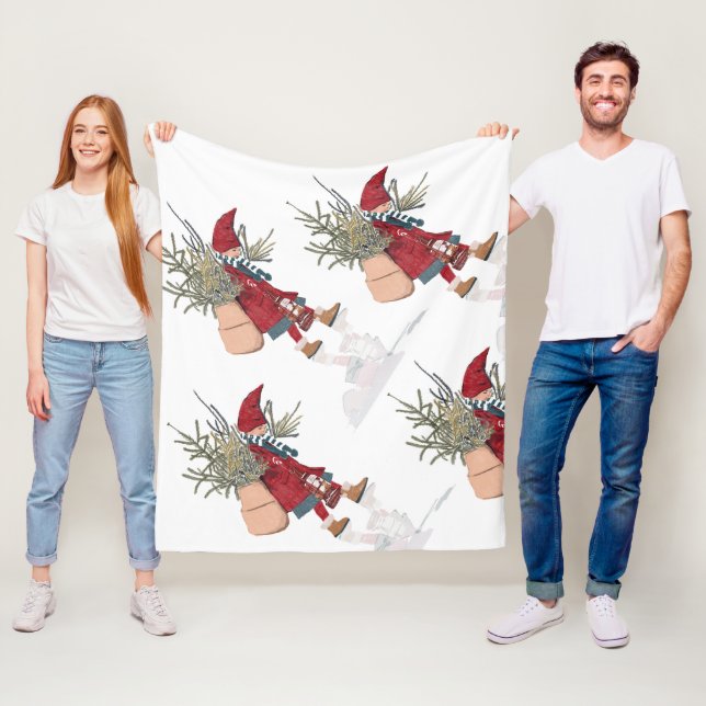 Festive Gnome Christmas Fleece Blanket – Cozy (In Situ)
