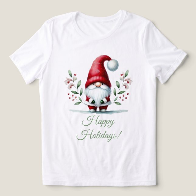 Festive Gnome Greetings Tri-Blend Shirt (Design Front)