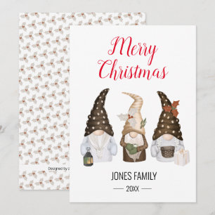 Festive Gnomes Merry Christmas Holiday Card