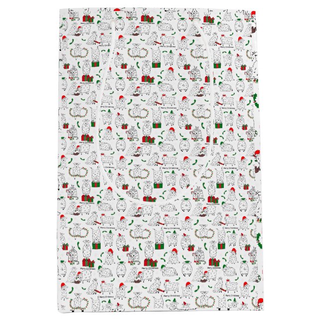 Festive Goats at Christmas Medium Gift Bag (Front)
