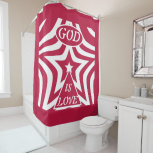 Festive God Is Love Star Red & White Christmas 