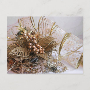 Festive Gold Christmas Holiday Postcard