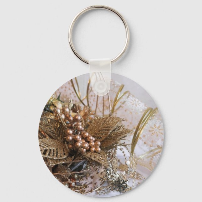 Festive Gold Christmas Keychain (Front)