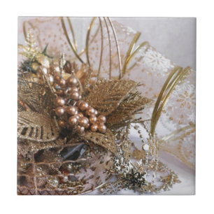 Festive Gold Christmas Tile