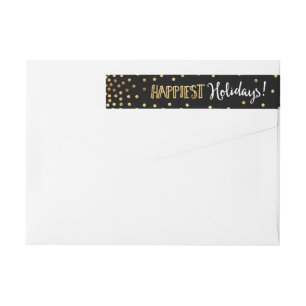 Festive Gold Dots Happiest Holidays Christmas Wrap Around Label