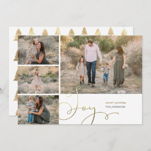 Festive Gold Joy Collage Flat Holiday Card