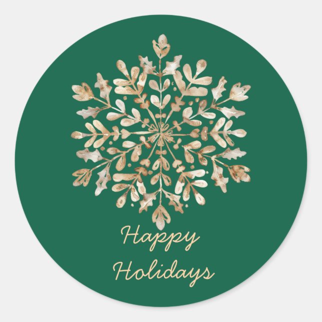 Festive Gold Snowflake Sticker (Front)