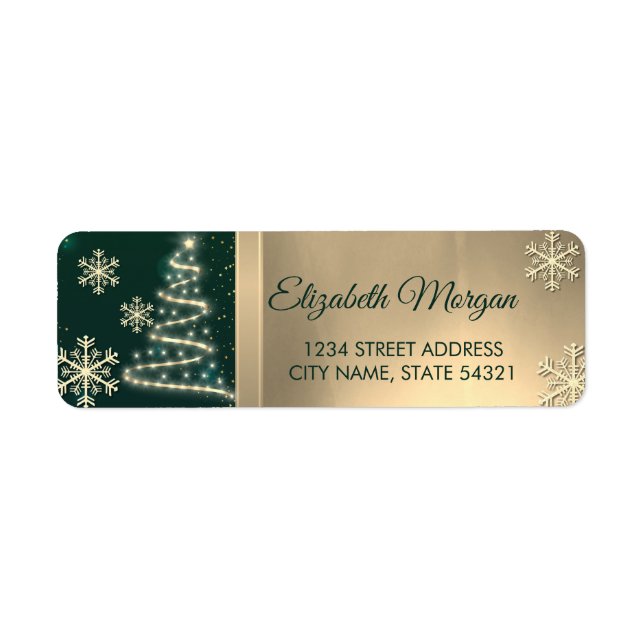 Festive  Gold Snowflakes Christmas Tree Green (Front)