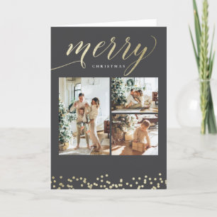 Festive Gold Sparkle Christmas Photo Card
