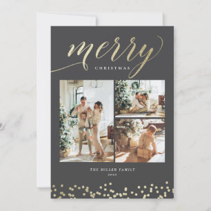 Festive Gold Sparkle Photo Christmas Card