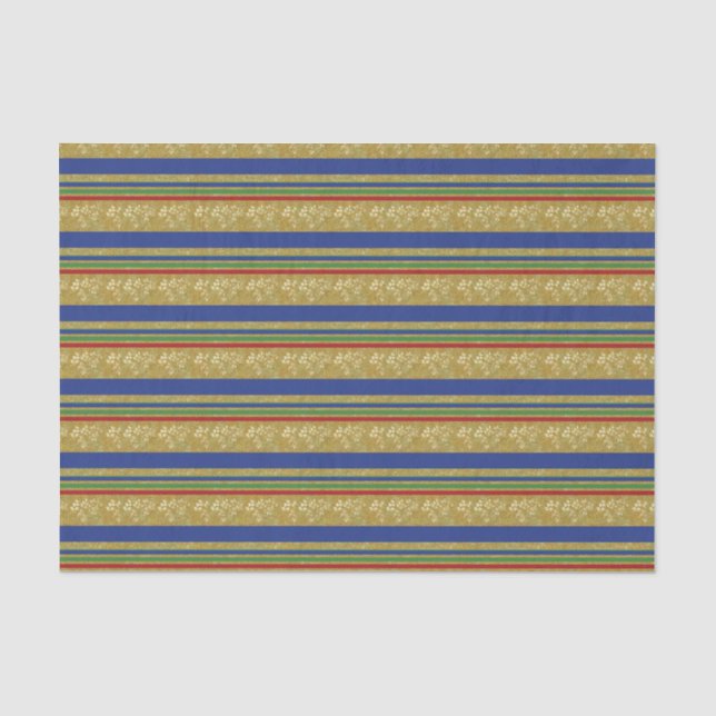 Festive Gold Stripes Holiday Tissue Paper (Front)