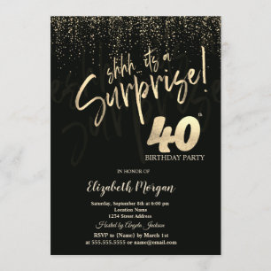 Festive Gold Surprise 40th Birthday Party Invitation