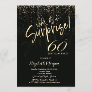 Festive Gold Surprise 60th Birthday Party Invitation