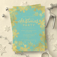 Festive Gold Turquoise Foil Snowflakes Christmas