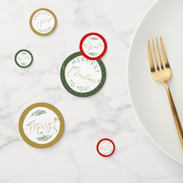Festive Gold Typography Eat Drink Merry Christmas Confetti (Group)