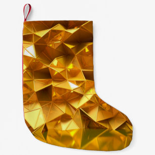 Festive golden background with triangles, bathroom small christmas stocking