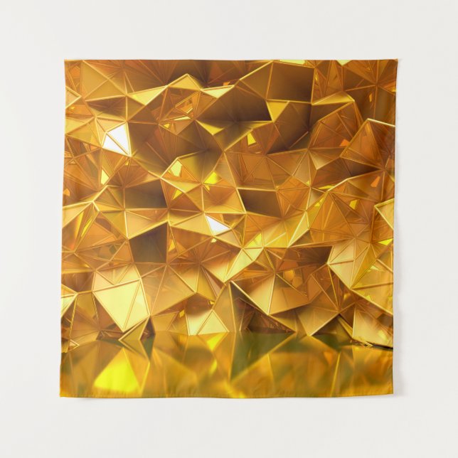 Festive golden background with triangles, bathroom tapestry (Front)
