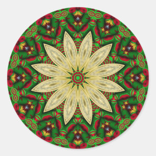 Festive Golden Flower Petals Classic Round Sticker
