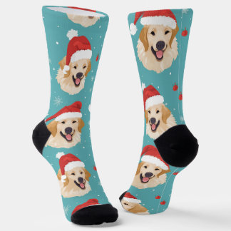 Festive Golden Retriever Christmas Crew Socks 