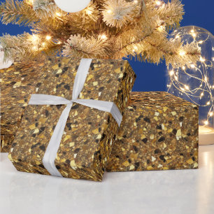 Festive golden tiled pattern confetti wrapping paper