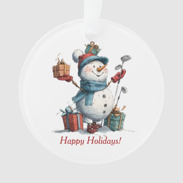 Festive Golf Lover Christmas Acrylic Ornament (Front)