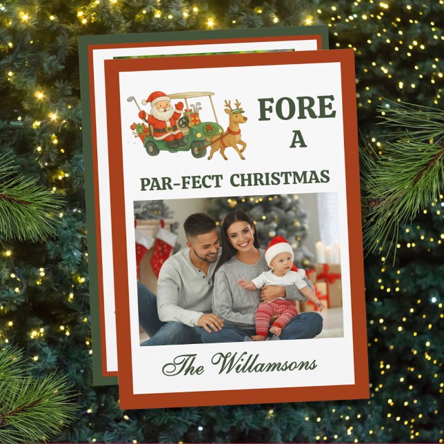 * Festive Golf Theme Two Photo Christmas Holiday Card (Creator Uploaded)