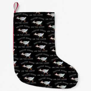 Festive Goose On The Loose Christmas Funny Duck Small Christmas Stocking
