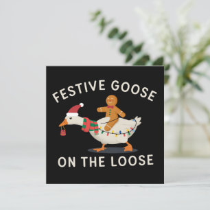 Festive Goose On The Loose Christmas Gingerbread Holiday Card