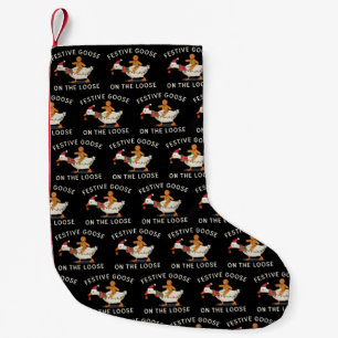 Festive Goose On The Loose Christmas Gingerbread  Small Christmas Stocking