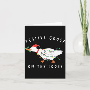 Festive Goose On The Loose Funny Silly Goose Retro Card