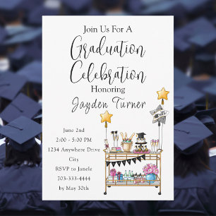 Festive Graduation Bar Cart / Cheers to the Grad Invitation