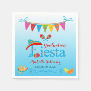 Festive Graduation Fiesta Personalized Blue Ombre Napkin