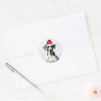 Festive Great Dane and Woof Word Art Christmas Classic Round Sticker