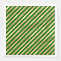 Festive Green and Gold Diagonal Stripes Napkins