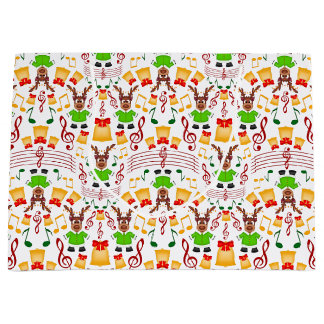 Festive Green And Gold Kasky Christmas Reindeer Large Gift Bag