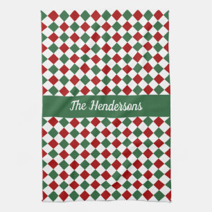 Festive Green And Red Christmas Kitchen Towel