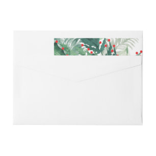 Festive Green and Red Holiday Return Address Wrap Around Label