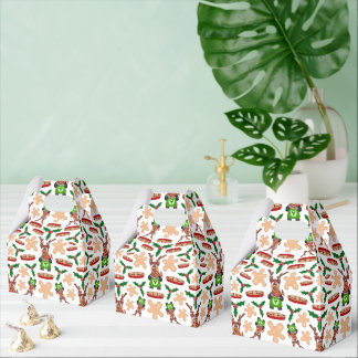 Festive Green And Red Kasky Christmas Reindeer Favor Box