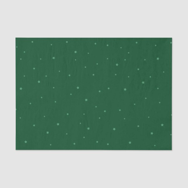 Festive Green and Starry Christmas Holiday Tissue Paper (Front)