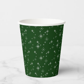 Festive Green and White Holiday Christmas Paper Cups