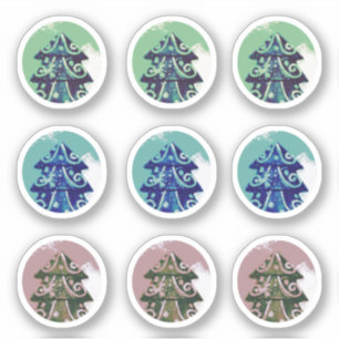 Festive Green Blue Decorated Christmas Tree
