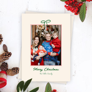 Festive Green Bow Christmas Holiday Photo Card