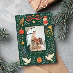 Festive Green Christmas Photo Frame Card