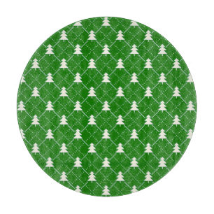 Festive Green Christmas Tree Pattern Cutting Board