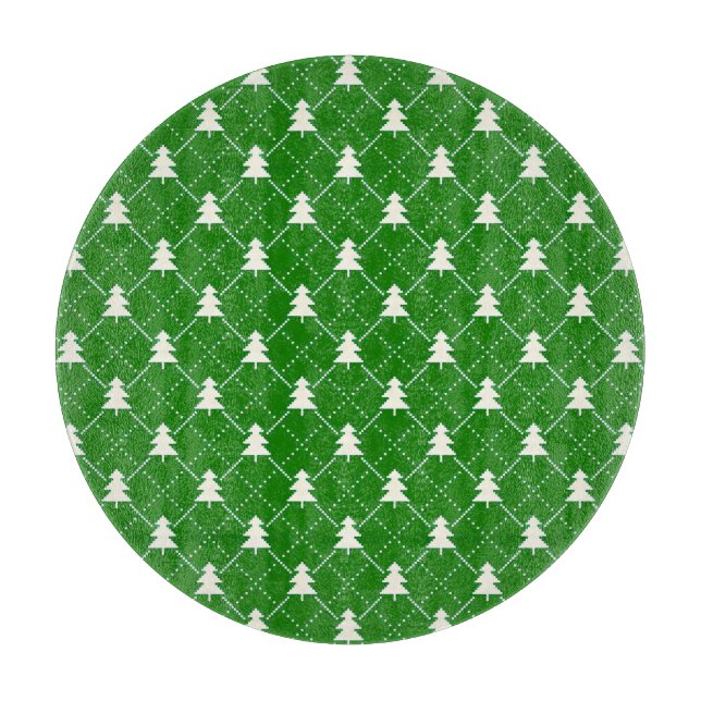 Festive Green Christmas Tree Pattern Cutting Board (Front)