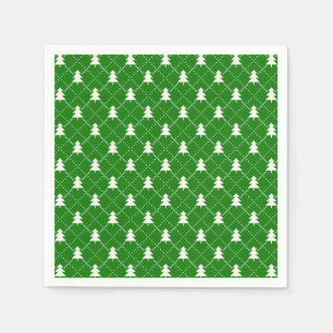 Festive Green Christmas Tree Pattern Napkin