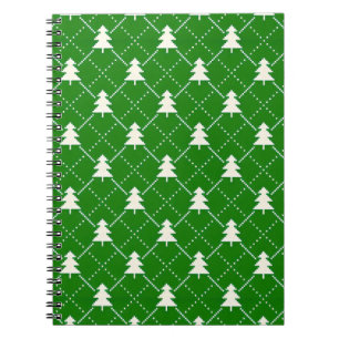 Festive Green Christmas Tree Pattern Notebook