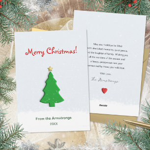 Festive Green Cute Clay Tree Star Christmas Holiday Card