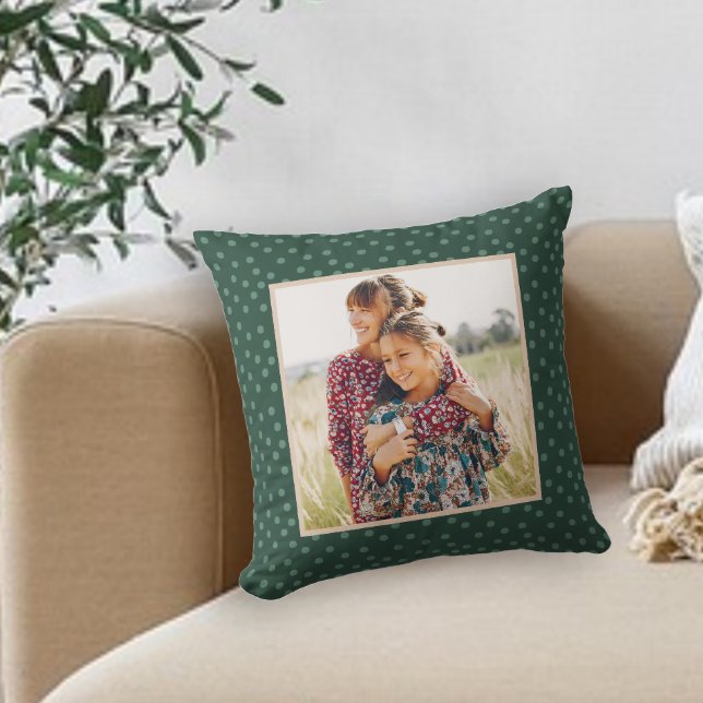 Festive Green Dots Photo Throw Pillow (Creator Uploaded)
